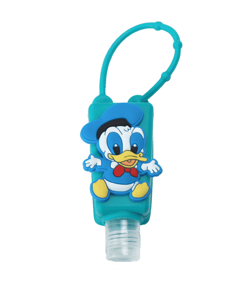 >Suporte para garrafa de desinfetante de mãos de silicone pato Donald